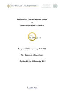Rathbone Unit Trust Management Limited & Rathbone Greenbank Investments European SRI Transparency Code V3.0