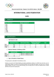 QUALIFICATION SYSTEM – GAMES OF THE XXXI OLYMPIAD – RIO[removed]INTERNATIONAL JUDO FEDERATION Judo A.