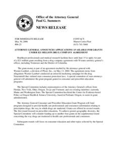 Office of the Attorney General Paul G. Summers NEWS RELEASE FOR IMMEDIATE RELEASE May 30, 2006