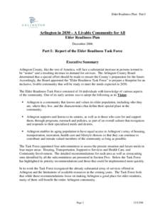 Elder Readiness Plan: Part I  Arlington in 2030 – A Livable Community for All Elder Readiness Plan December 2006