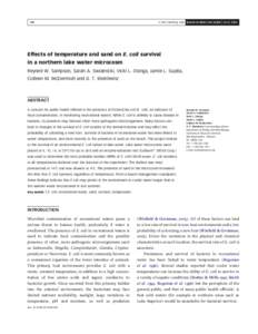 Q IWA Publishing 2006 Journal of Water and Health | 04.3 | Effects of temperature and sand on E. coli survival in a northern lake water microcosm