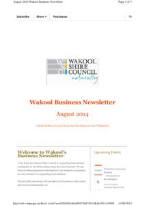 August 2014 Wakool Business Newsletter  Subscribe Share