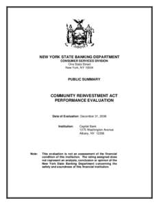 Urban economics / Urban politics in the United States / Politics of the United States / Community Reinvestment Act / Financial economics / Finance / Commercial mortgage / New York State Banking Department / Federal Reserve System / Community development / Mortgage industry of the United States / United States housing bubble