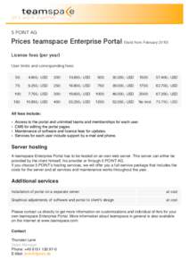 5 POINT AG!  Prices teamspace Enterprise Portal (Valid from: February 2010)