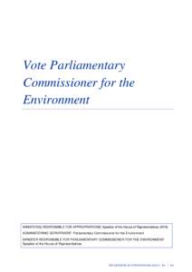 Vote Parliamentary Commissioner for the Environment - Estimates of Appropriations[removed]Budget 2010