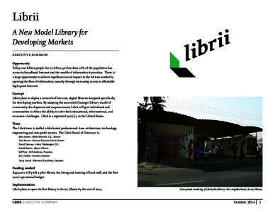 Librii A New Model Library for Developing Markets EXECUTIVE SUMMARY  Opportunity