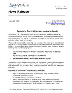 Bradley J. Hudson Executive Officer News Release March 22, 2013