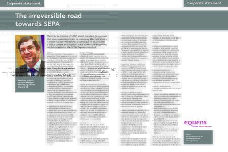 Corporate statement  Corporate statement The irreversible road towards SEPA