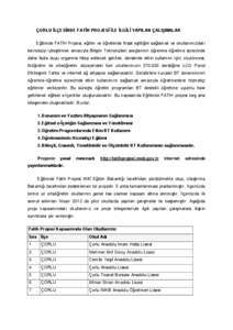 ÇORLU İLÇESİNDE FATİH PROJESİ İLE İLGİLİ YAPILAN ÇALIŞMALAR Eğitimde FATİH Projesi, eğitim ve öğretimde fırsat eşitliğini sağlamak ve okullarımızdaki teknolojiyi iyileştirmek amacıyla Bilişim Te