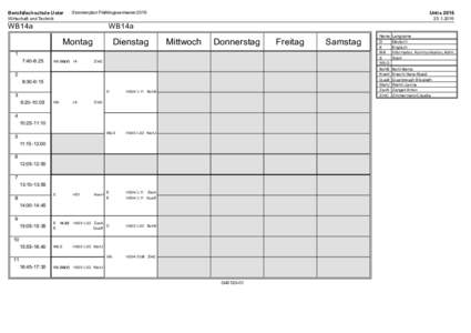 Berufsfachschule Uster  Stundenplan Frühlingssemester 2016 Untis 2016