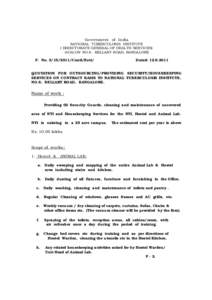 Government of India NATIONAL TUBERCULOSIS INSTITUTE ( DIRECTORATE GENERAL OF HEALTH SERVICES) ‘AVALON’ NO.8, BELLARY ROAD, BANGALORE  F. NoContl/Estt/