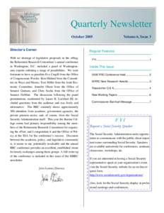 Quarterly Newsletter October 2005 Director’s Corner  Volume 6, Issue 3