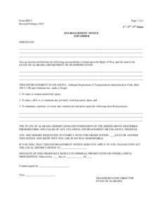 Form BM-5 Revised February 2015 Page 1 of 1 1st / 2nd / 3rd Notice ENCROACHMENT NOTICE