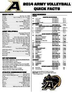 2014 ARMY volleyball QUICK FACTS QUICK FACTS 2014 SCHEDULE