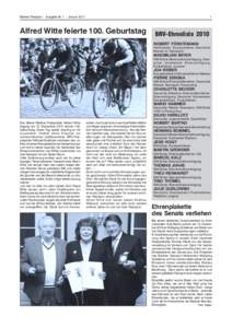 Berliner Radsport · Ausgabe Nr. 1 · Januar[removed]Alfred Witte feierte 100. Geburtstag