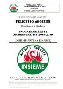 PROGRAMMA PER LE AMMINISTRATIVELISTA CIVICA INSIEME ARTENA RINASCE