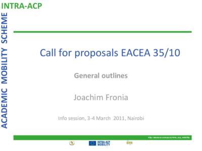 ACADEMIC MOBILITY SCHEME  INTRA-ACP Call for proposals EACEA[removed]General outlines