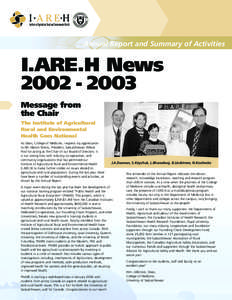 Annual Report and Summary of Activities  I.ARE.H News[removed]Message from the Chair