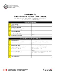 Application for CNSC licence transfer