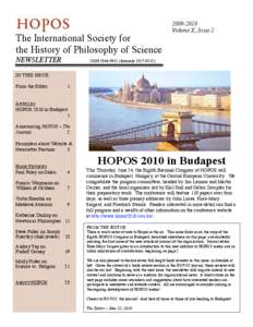 [removed]Volume X, Issue 2 The International Society for the History of Philosophy of Science NEWSLETTER