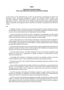 DRAFT Declaration of intention of support for the “4 per 1000: Soils for food security and climate” Initiative On the occasion of the International Year of Soils, We, governments, representatives of farmers and agric