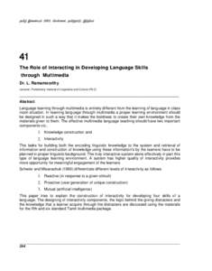 Ë,x»ÊÏkÇ~ÖË,xÌ»i)Ï   The Role of interacting in Developing Language Skills through Multimedia Dr. L. Ramamoorthy