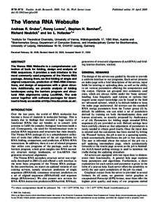 W70–W74 Nucleic Acids Research, 2008, Vol. 36, Web Server issue doi:[removed]nar/gkn188 Published online 19 April[removed]The Vienna RNA Websuite