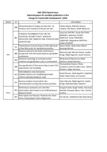 IREC 2014 Special issue Selected papers for possible publication in the Energy for Sustainable Development (ESD) Session  id