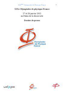XIXèmes Olympiades de Physique France  XIXe Olympiades de physique France