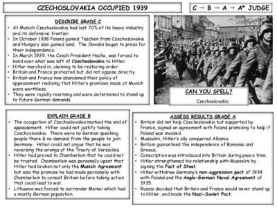 CZECHOSLOVAKIA OCCUPIED 1939 • • • • •