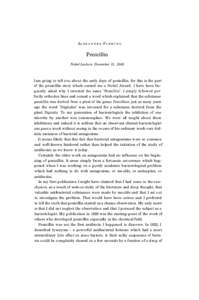 AL E X A N D E R F L E M I N G  Penicillin Nobel Lecture, December 11, 1945  I am going to tell you about the early days of penicillin, for this is the part