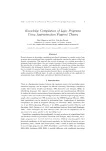 Under consideration for publication in Theory and Practice of Logic Programming  1 Knowledge Compilation of Logic Programs Using Approximation Fixpoint Theory