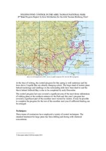 WILDING PINE CONTROL IN THE ABEL TASMAN NATIONAL PARK 2nd Year Progress Report by Kim McGlashen for the Abel Tasman Birdsong Trust1 Area in red completed inAreas in pink comprise the current 2012 program.  At the 