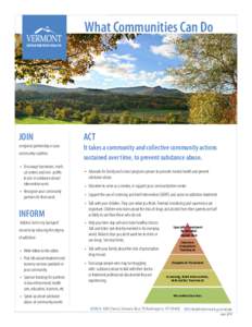 What Communities Can Do  SOURCE: Vermont Department of Health/Office of the Chief Medical Examin DEPARTMENTOF HEALTH  JOIN