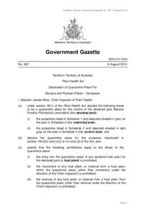 Northern Territory Government Gazette No. S67, 8 August[removed]Northern Territory of Australia Government Gazette ISSN-0157-833X