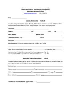 Manistee Charter Boat Association (MAC) Membership Application www.fishmanistee.com[removed]
