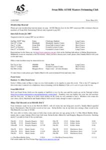 Swan Hills AUSSI Masters Swimming ClubNews Sheet #11