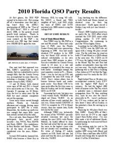 2010 Florida QSO Party Results At first glance, the 2010 FQP seemed to be down a bit. But coming off of a tremendous year that had a big boost from the ARRL’s proclamation of 2009 as the “Year of