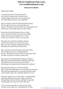 Folk & Traditional Song Lyrics - Maid and the Robber