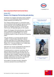 Esso Long Island Point Community News January 2015 Western Port Seagrass Partnership gets planting The Western Port Seagrass Partnership recently completed part one of a three phase project aimed at protecting the