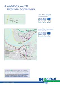 »	Mobilfalt-Linie 219:  Berlepsch – Witzenhausen Linie 219 ab Berlepsch Richtung Witzenhausen