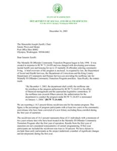 STATE OF WASHINGTON  DEPARTMENT OF SOCIAL AND HEALTH SERVICES P.O. Box 45115, Olympia, Washington[removed]December 16, 2003