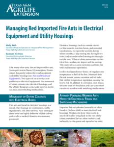 ENTO[removed]Managing Red Imported Fire Ants in Electrical Equipment and Utility Housings Molly Keck