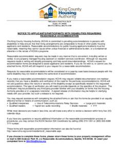 700 Andover Park West, Ste B Seattle, WA1100 FaxNOTICE TO APPLICANTS/PARTICIPANTS WITH DISABILITIES REGARDING REASONABLE ACCOMMODATION