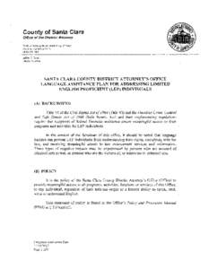 County of Santa Clara Office of the District Attorney 70 West Hedding Street, West Wing, 5th Floor San Jose, California[removed]7400 Jeffrey F. Rosen