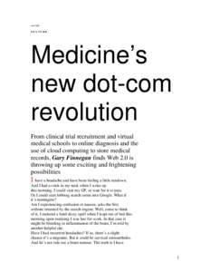 18 SCOPE  FEATURE Medicine’s new dot-com