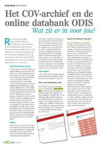 IN DE FOCUS Bregt Brosens  Het COV-archief en de online databank ODIS  Wat zit er in voor jou?