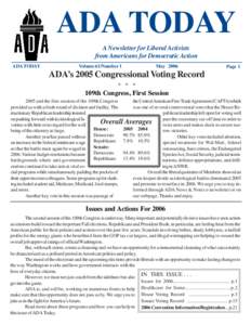 ADA TODAY A Newsletter for Liberal Activists from Americans for Democratic Action