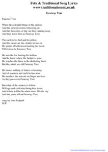 Folk & Traditional Song Lyrics - Faraway Tom