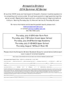 Anne Arundel County Summer XC Series